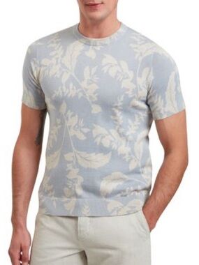 EUC Ted Baker Light Blue Dennio Floral Short Sleeve Knit Tee Size 3 Medium